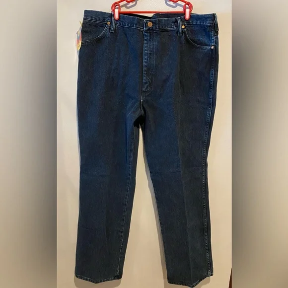 Wrangler 936NTF Cowboy Cut Slim Fit Jeans Mens 42x32 Firewash Dark Indigo NWT - Picture 2 of 10